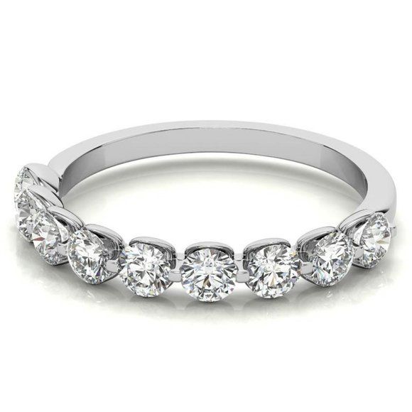 9-Stone 3mm Round Moissanite Stackable Band - Picture 5 of 16